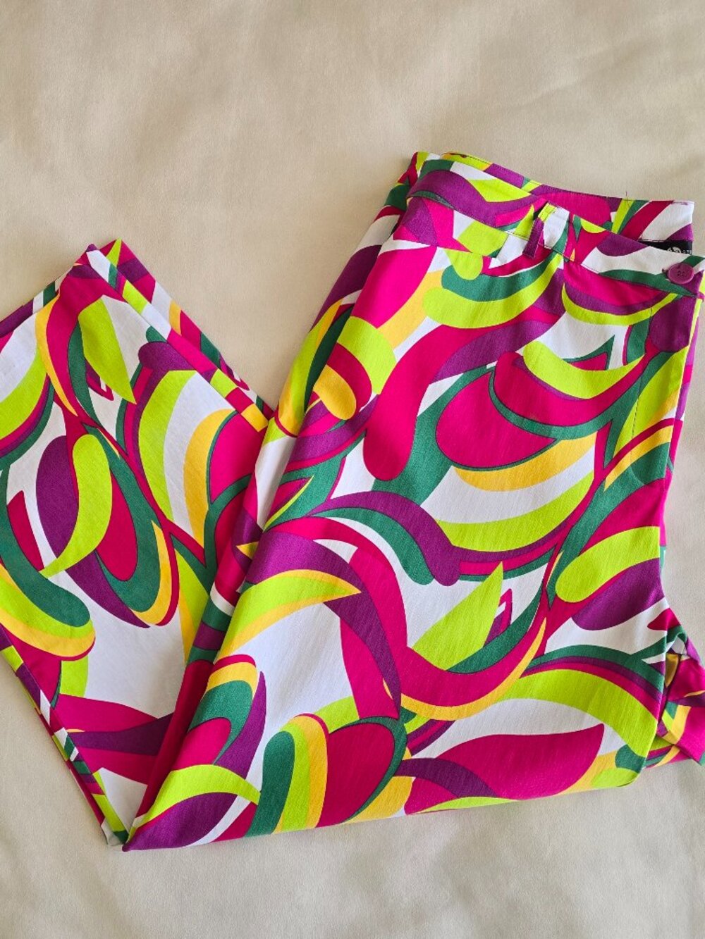 Ashley Stewart Plus Size 24 Bright Colorful Pink Yellow Pants Trousers New NWT